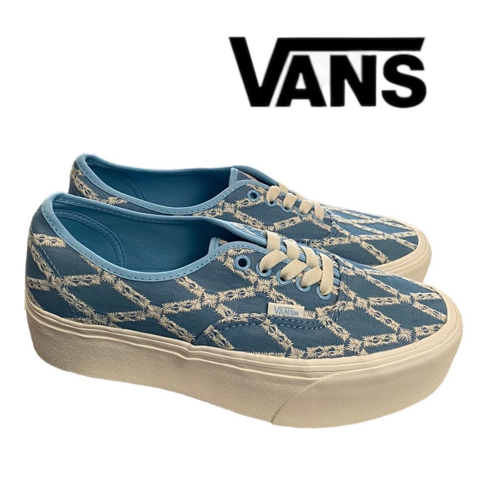 Vans Blue Daisy Print Platform Sneakers